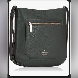 Kate Spade Deep Green Top Zip Pebbled Leather Crossbody Bag